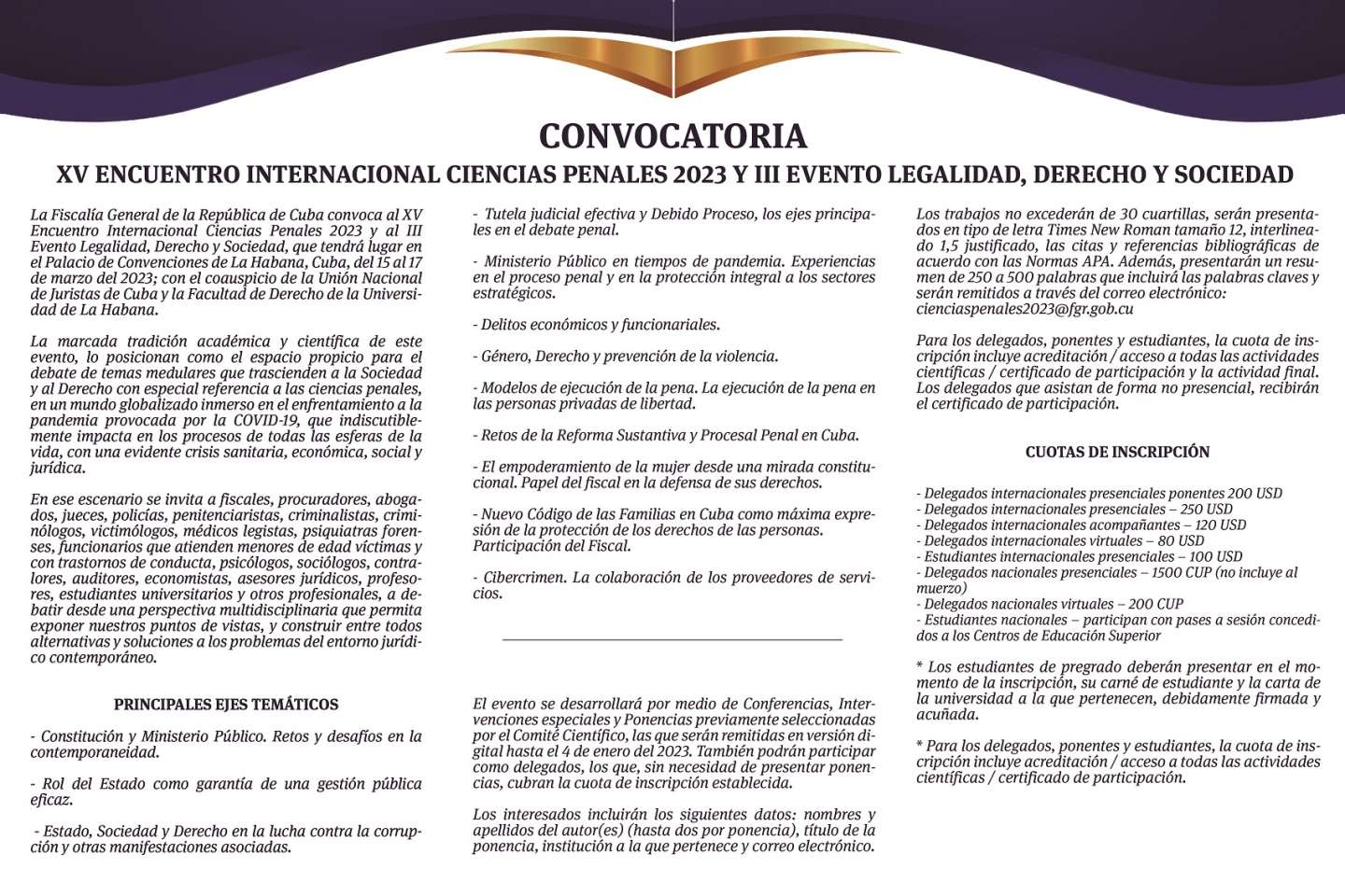 XV Encuentro Internacional Ciencias Penales 2023 y III Evento Legalidad, Derecho y Sociedad